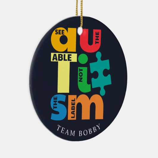 Bekijk de kerstdagen van de campagne 'Able Autism Keramisch Ornament (Rechts)