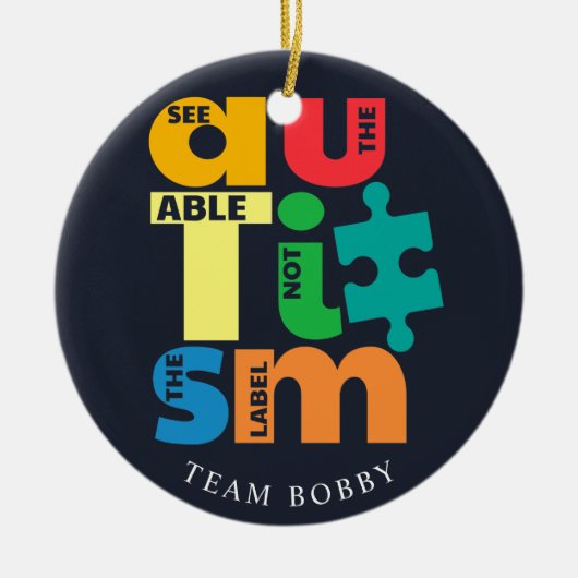 Bekijk de kerstdagen van de campagne 'Able Autism  Keramisch Ornament (Voorkant)