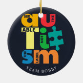 Bekijk de kerstdagen van de campagne 'Able Autism  Keramisch Ornament (Achterkant)
