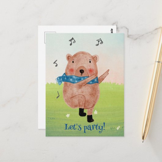 Bekijk de muziek, luister naar de dans briefkaart (Voorkant / Achterkant in situ)