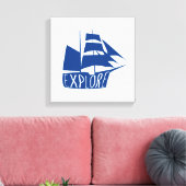 Bekijk de neursery Art in de zweefboot Canvas Afdruk (Insitu (Woonkamer))