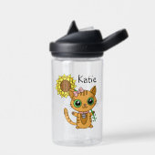Bekijk de schoonheid | Naam Oranje kat en zonneblo Waterfles (Links)