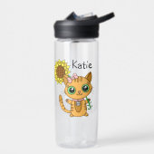 Bekijk de schoonheid | Naam Oranje kat en zonneblo Waterfles (Links)