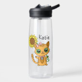 Bekijk de schoonheid | Naam Oranje kat en zonneblo Waterfles (Links)