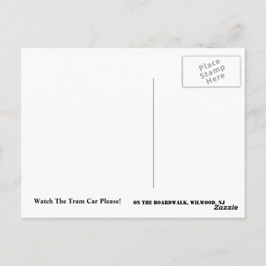 Bekijk de tramauto alstublieft briefkaart (Achterkant)