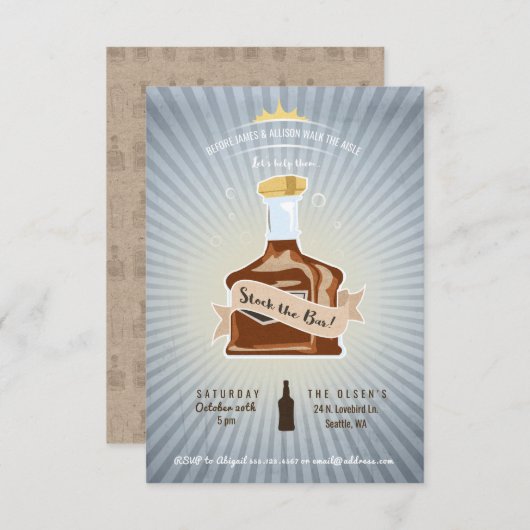 Bekijk de uitnodiging van de Bar Couple voor een w (Voorkant / Achterkant)