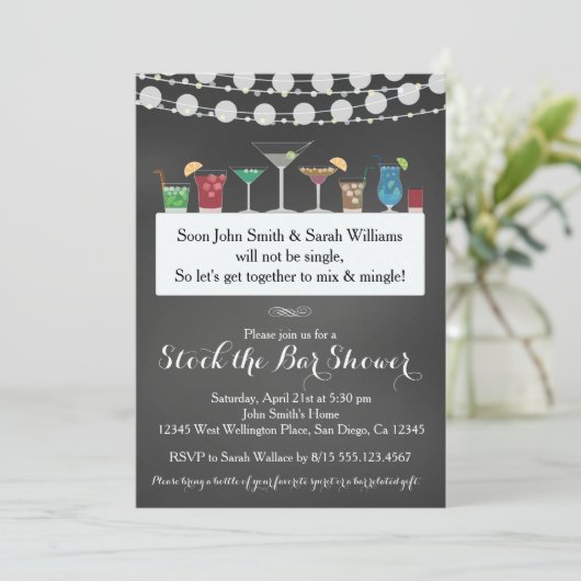 Bekijk de uitnodiging voor de Bar Couples Wedding (Staand voorkant)