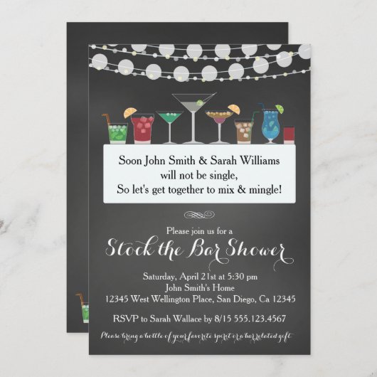 Bekijk de uitnodiging voor de Bar Couples Wedding (Voorkant / Achterkant)