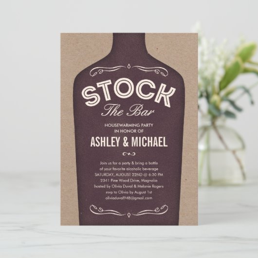 Bekijk de uitnodigingen voor de Bar Shower (Staand voorkant)