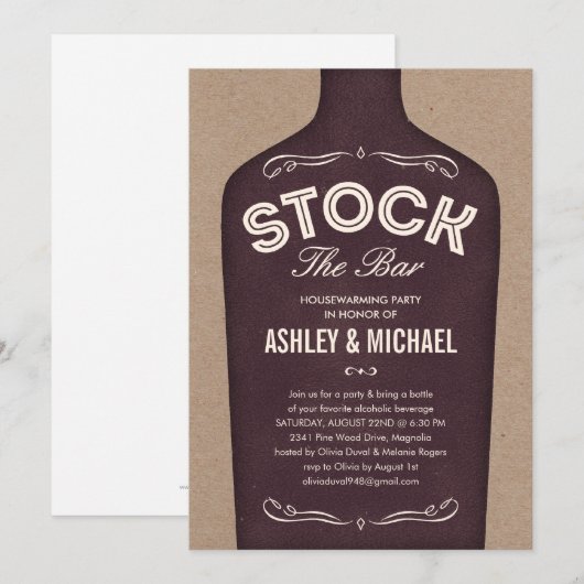 Bekijk de uitnodigingen voor de Bar Shower (Voorkant / Achterkant)