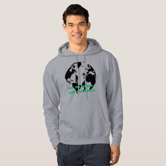 Bekijk de wereld, red de wereld fietsen wandelen  hoodie (Voorkant volledig)