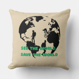 Bekijk de wereld Red de wereld Fietsen Wandelen Kussen