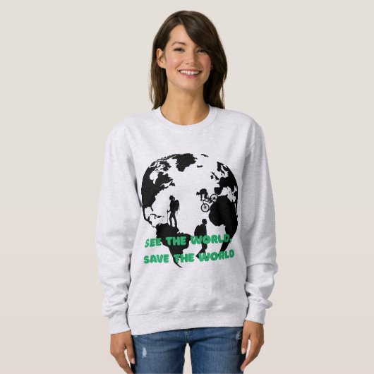 Bekijk de wereld Red de wereld Fietsen Wandelen Trui (Voorkant volledig)
