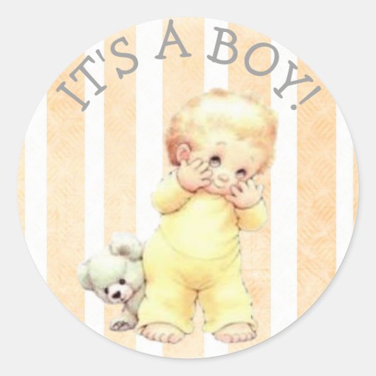 Bekijk een  Baby shower van een Boo Baby Yellow Ronde Sticker (Voorkant)