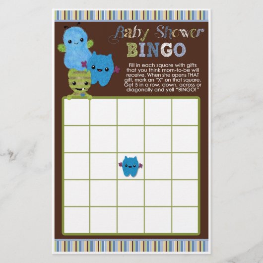 Bekijk een Boo Monsters Baby shower Game BINGO Kaa (Voorkant)
