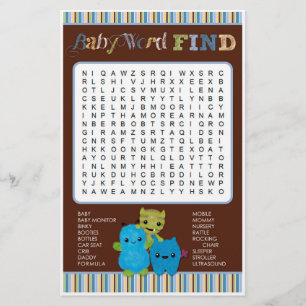 Bekijk een Boo Monsters Baby shower Word Zoeken