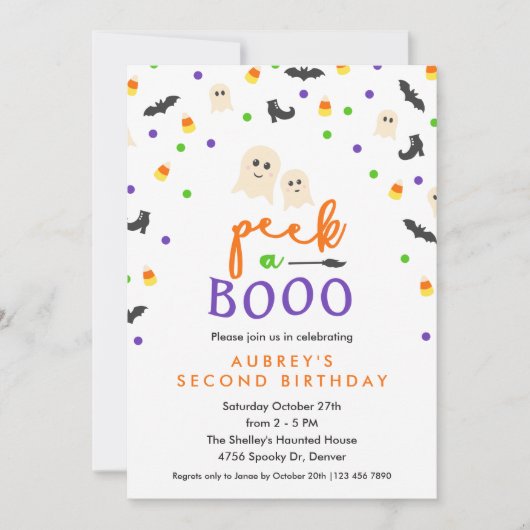 Bekijk een Booo Cute Birthday Party Kaart (Voorkant)