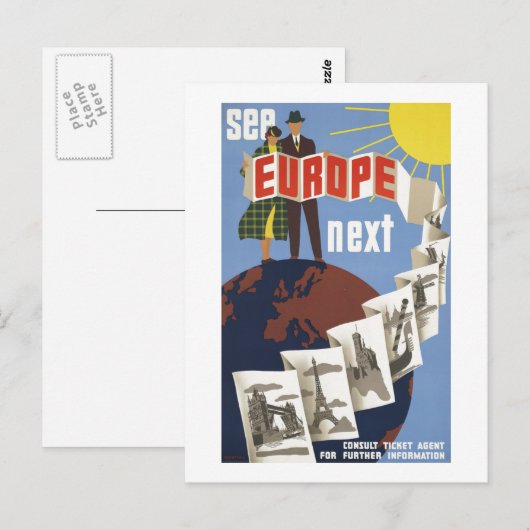  Bekijk Europa op volgende reis Briefkaart (Voorkant / Achterkant)