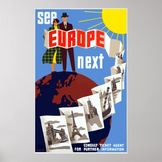  Bekijk Europa op volgende reis Poster (Voorkant)
