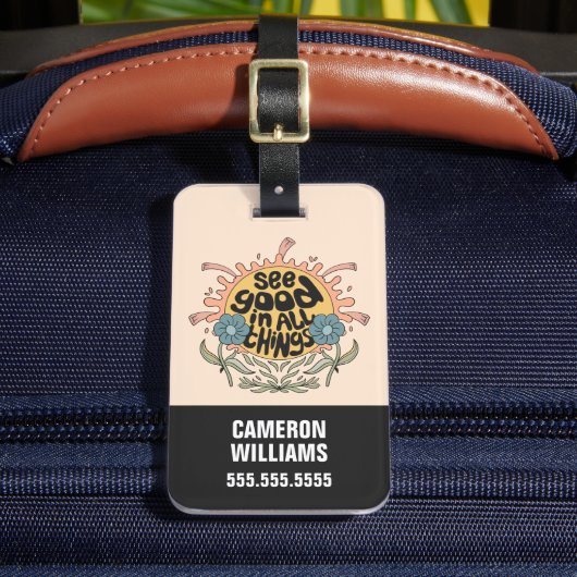 Bekijk goed in alle dingen Hippie Graphic Bagagelabel (Voorkant Insitu 2)