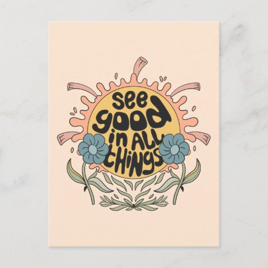 Bekijk goed in alle dingen Hippie Graphic Briefkaart (Voorkant)