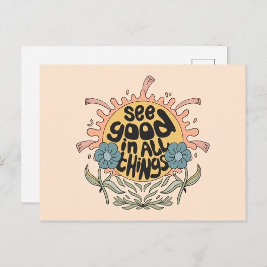 Bekijk goed in alle dingen Hippie Graphic Briefkaart (Voorkant / Achterkant)