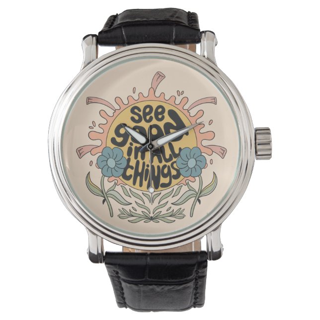 Bekijk goed in alle dingen Hippie Graphic Horloge (Voorkant)