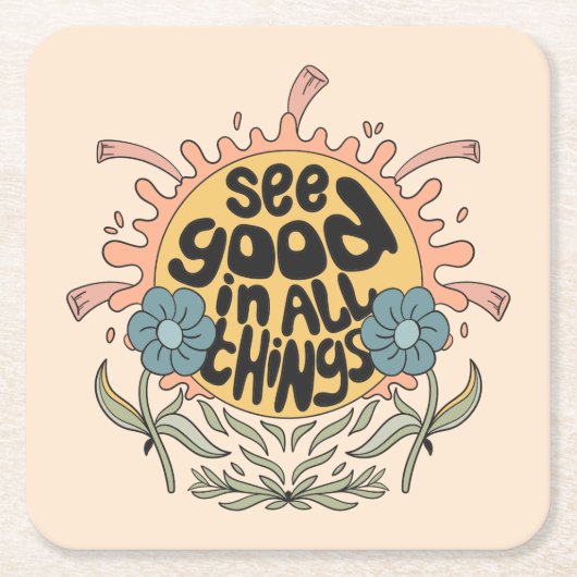 Bekijk goed in alle dingen Hippie Graphic Kartonnen Onderzetters (Voorkant)