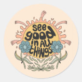 Bekijk goed in alle dingen Hippie Graphic Ronde Sticker (Voorkant)