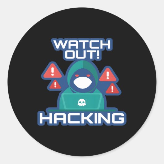 Bekijk Hacking Volledige Stack Coder Software Ontw Ronde Sticker (Voorkant)