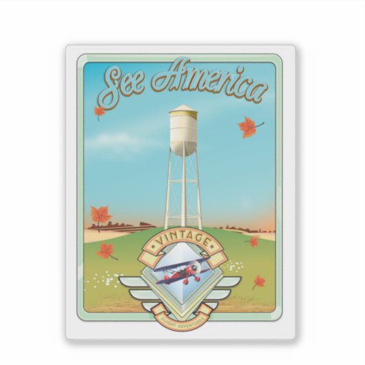 Bekijk het Amerikaanse  poster van 50-stijl Sticker (Voorkant)