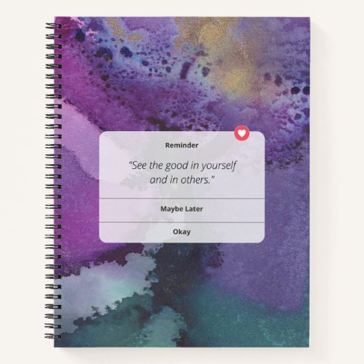 Bekijk het goede in jezelf Paarse notebook Notitieboek (Voorkant)