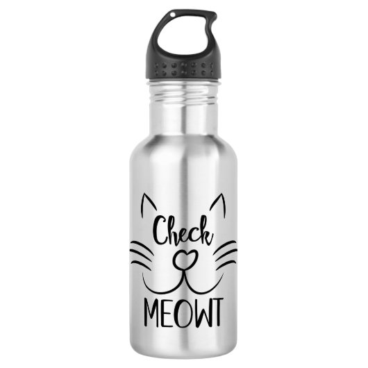 Bekijk het grappige kattenpun-ontwerp van Meowt Waterfles (Voorkant)