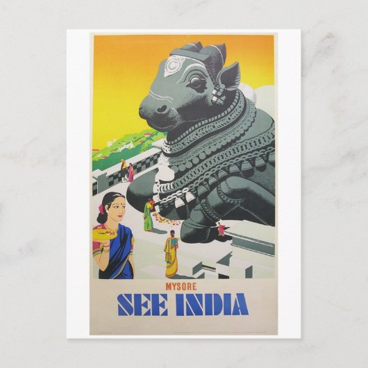 Bekijk het Indiase Briefkaart van Vintage Poster (Voorkant)