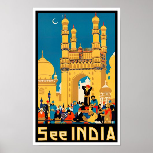 Bekijk het Indiase vintage-reizen Poster (Voorkant)