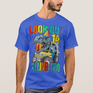 Bekijk het uitrollen in 14 Monster Truck Dinosaur T-shirt