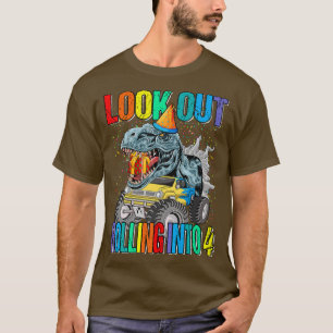 Bekijk het uitrollen in 4 monster Truck Dinosaur T-shirt