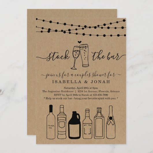 Bekijk het Verloving van de Bar Couple Shower Kaart (Voorkant / Achterkant)