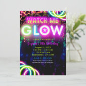 BEKIJK ME GLOW Neon verjaardagsfeestje Kaart (Staand voorkant)