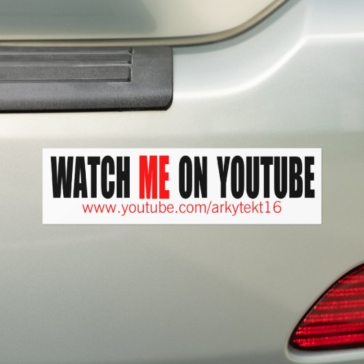 Bekijk me op YouTube | Modern (donker) Bumpersticker (Op auto)