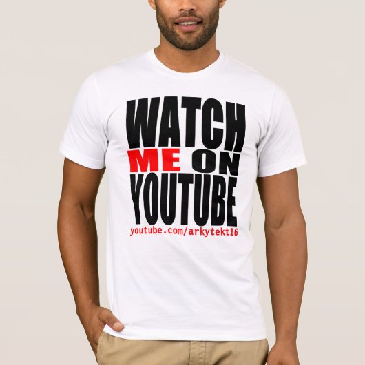 Bekijk me op YouTube | Modern (donker) T-shirt (Voorkant)
