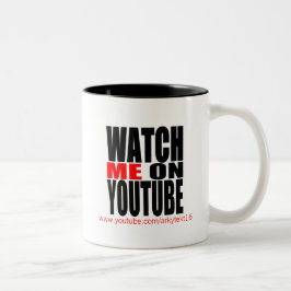 Bekijk me op YouTube | Modern (donker) Tweekleurige Koffiemok