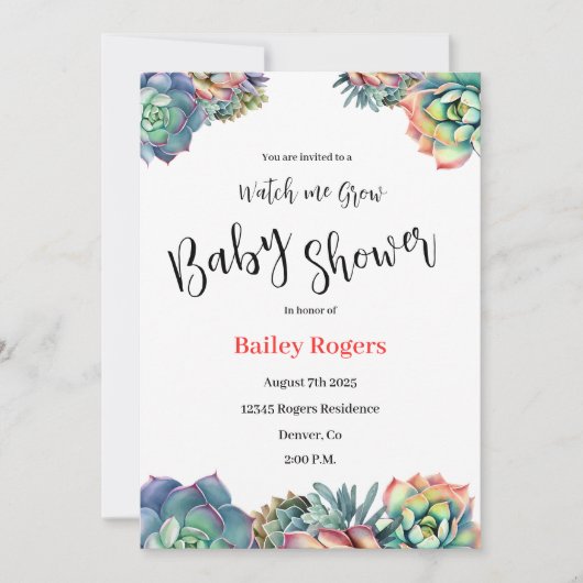 Bekijk mij groeien Baby shower Invitation Kaart (Voorkant)