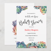 Bekijk mij groeien Baby shower Invitation Kaart (Voorkant / Achterkant)