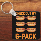 Bekijk mijn 6-pack hotdog worst eten hotdog lo sleutelhanger (Voorkant)