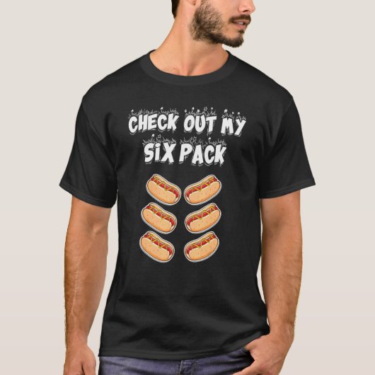 Bekijk mijn 6-pak hotdog t-shirt (Voorkant)