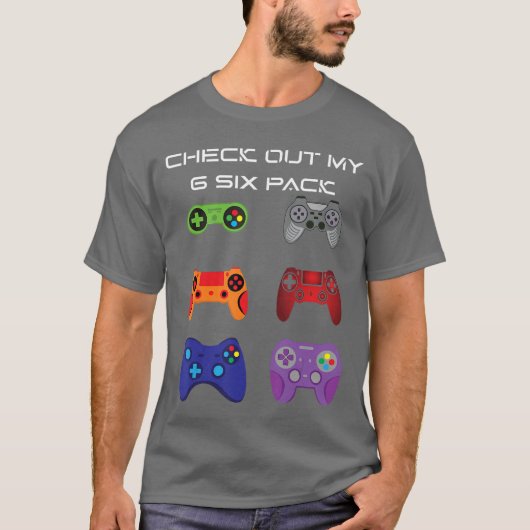 Bekijk mijn 6 Si Pack Gamer Video Controller cadea T-shirt (Voorkant)