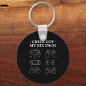 Bekijk mijn 6 Six Pack Gamer Video Funny Gamers G Sleutelhanger (Voorkant)