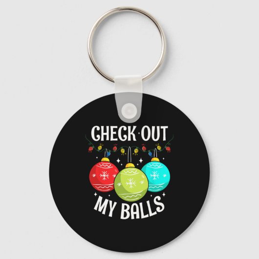 Bekijk mijn ballen leuk vuile kerst grap Decora Sleutelhanger (Voorkant)