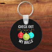 Bekijk mijn ballen leuk vuile kerst grap Decora Sleutelhanger (Voorkant)